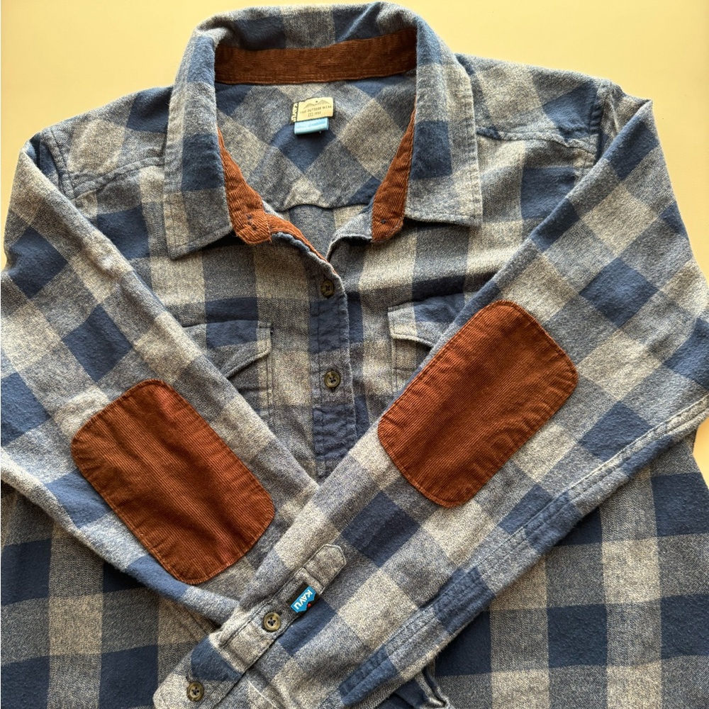KAVU Billie Jean Shirt Long Sleeve Flannel Button Down Shirt Top Size L - Picture 12 of 13